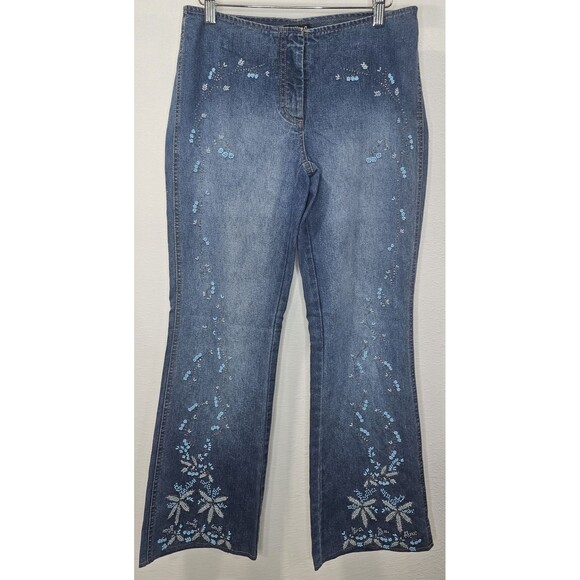 Vtg INC International Concepts Women's Size 8P Beaded Boot Light Wash Y2K Jeans - Picture 1 of 15
